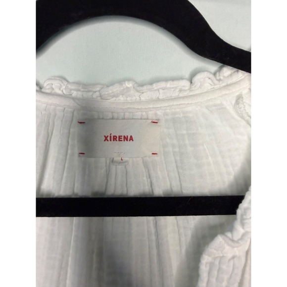 Xirena long sleeve white cotton blouse boho peasant sz L - Picture 5 of 11